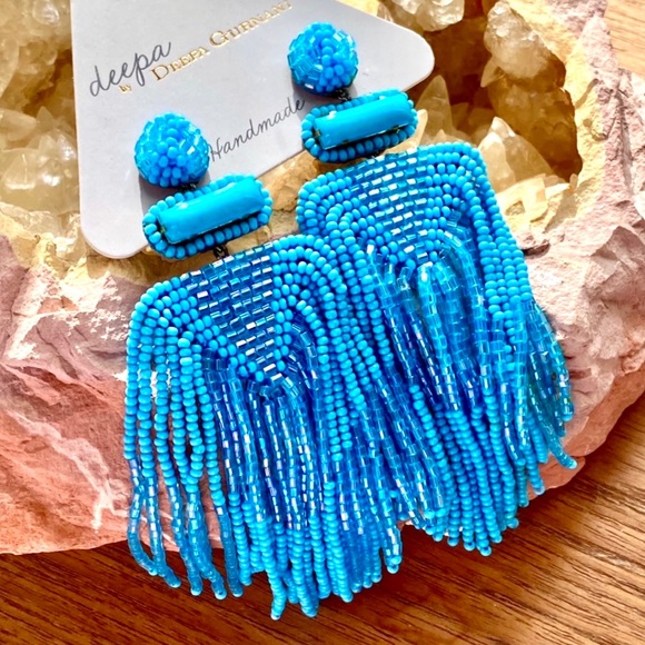 NWT Deepa Gurnani Beaded Fringe Chandeliers - Picture 11 of 12